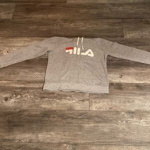Gray, white Fila sweatshirt.